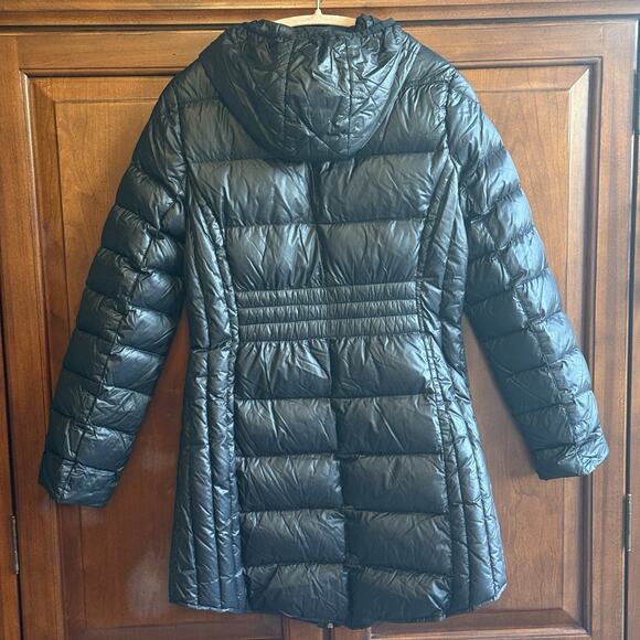 Miss Sixty Womens Ultra Lightweight Packable Down Puffer Jacket Medium Long Hood - Picture 2 of 6